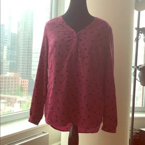 Maroon and Navy Polka Dot Blouse